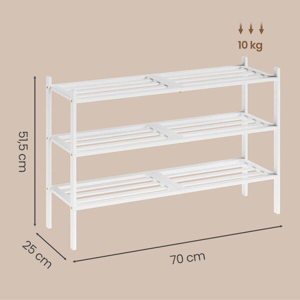 SONGMICS Bambusový botník Gresty 70 cm bílý