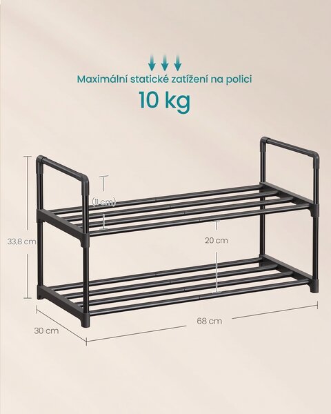 SONGMICS Botník Clarna 68 cm černý