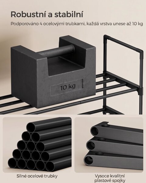 SONGMICS Botník Clarna 68 cm černý