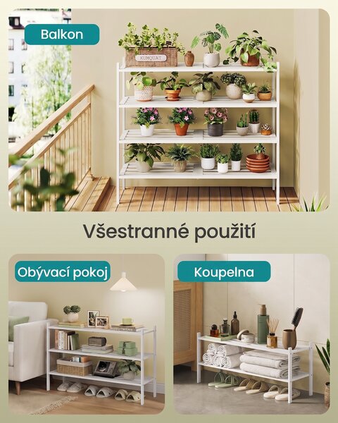 SONGMICS Bambusový botník Gresty 70 cm bílý