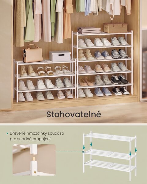 SONGMICS Bambusový botník Gresty 70 cm bílý