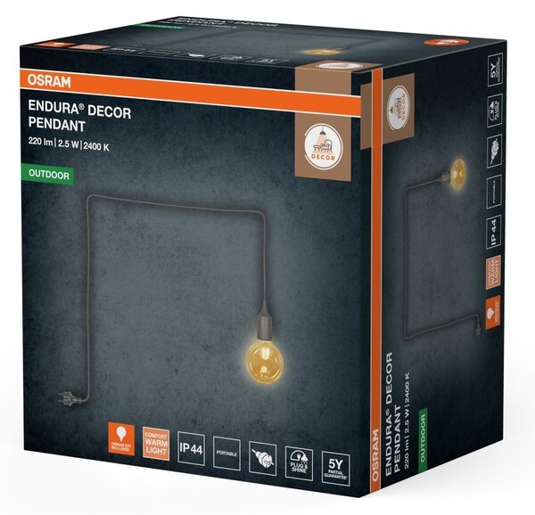Venkovní svítidlo ENDURA® Decor přenosný závěsný, šedá, teplá bílá