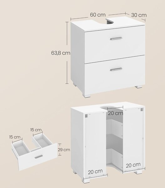 SONGMICS Skříňka pod umyvadlo Vasagle Plony 60 cm bílá