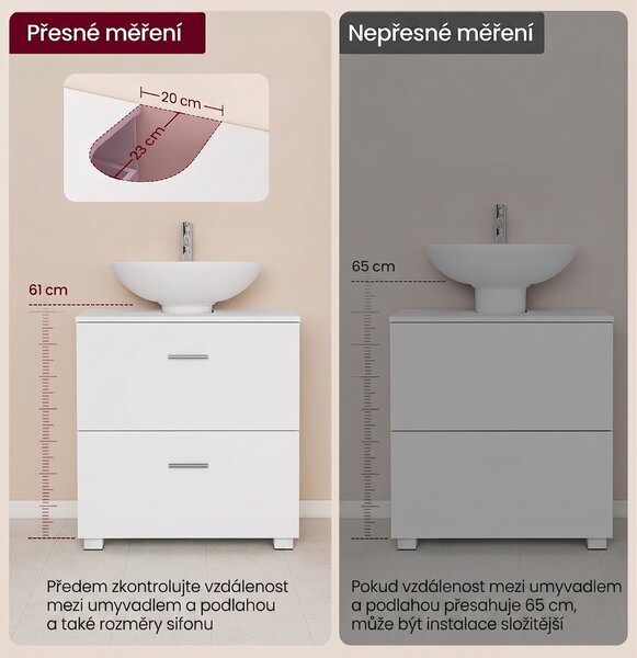 SONGMICS Skříňka pod umyvadlo Vasagle Plony 60 cm bílá