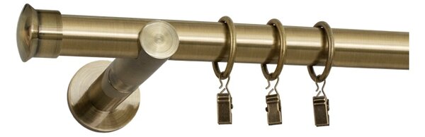 Kovové garnýže Duo 25 mm Modern, R., Délka 160 cm, Barva Starožitná mosaz, Provedení Jednoduché, Uchycení látky kroužky s háčky