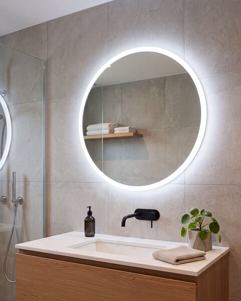 LED koupelnové zrcadlo DEAUVILLE 79 cm 79 cm Stříbrná