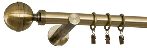 Kovové garnýže Kallisto 25 mm Modern, R., Délka 160 cm, Barva Starožitná mosaz, Provedení Jednoduché, Uchycení látky kroužky s háčky