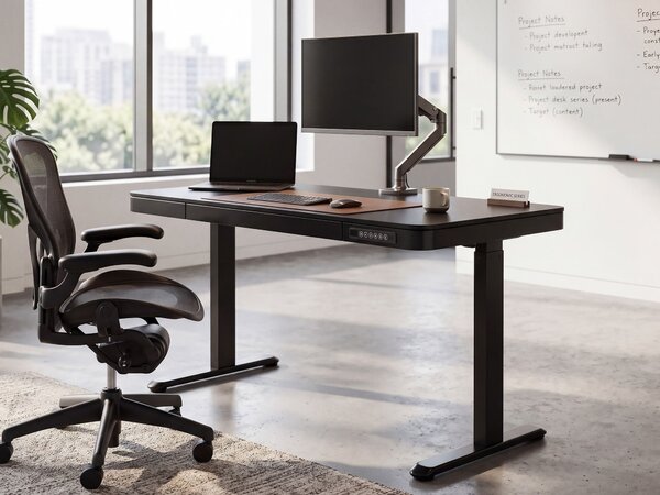 Elektricky výškově nastavitelný pracovní stůl KENLY 120 cm 60 cm s USB portem Černá