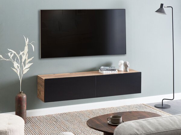 Nástěnný TV stolek GLADSTONE Hnědá/Černá