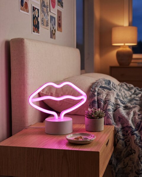 Neonový LED nápis Rty FLORA Růžová