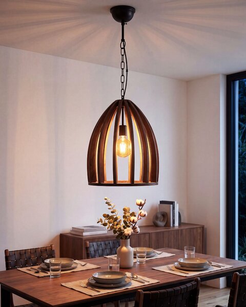 Závěsná lampa MANAIR Mangové dřevo Tmavě hnědá