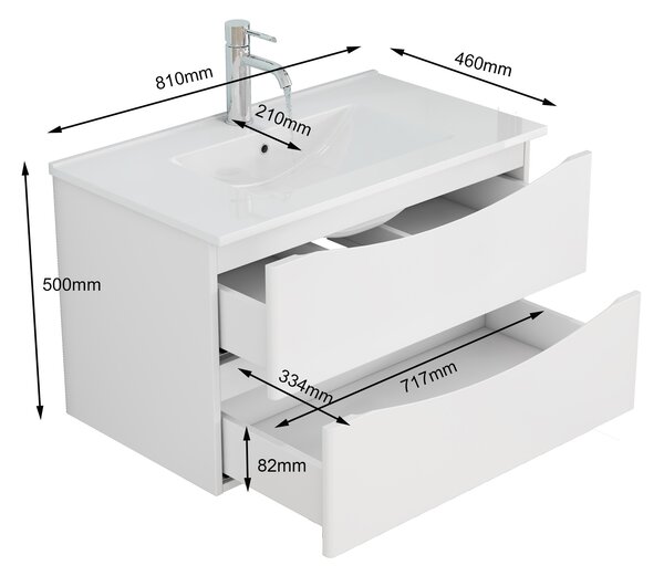 Závěsná skříňka pod umyvadlo Houseland Nirela 80 cm bílá