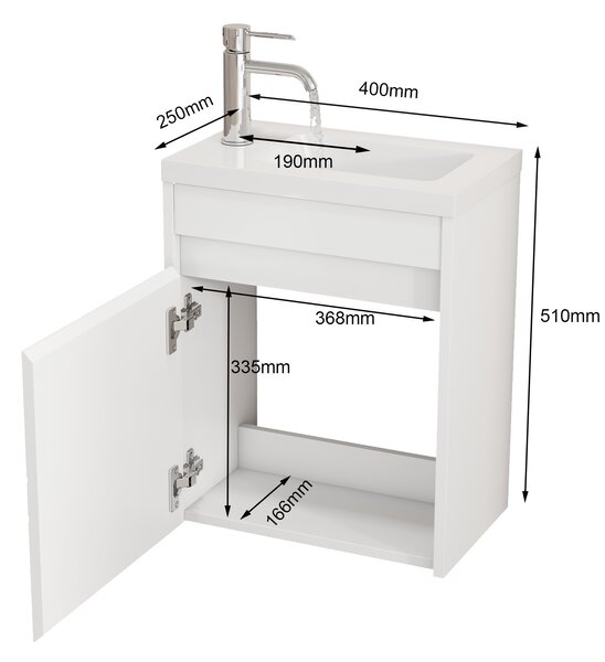 Závěsná skříňka s umyvadlem Houseland Mavon 40 cm bílá