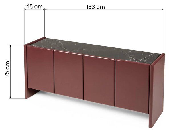 Hector Komoda Loren 163 cm bordová/mramor