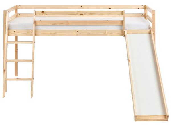 Zvýšené lůžko Borovicové dřevo STAPLE 90 x 200 cm se skluzavkou Světle hnědá