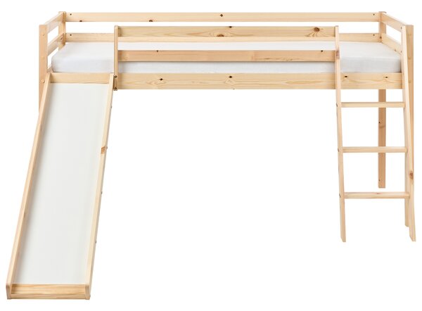 Zvýšené lůžko Borovicové dřevo STAPLE 90 x 200 cm se skluzavkou Světle hnědá