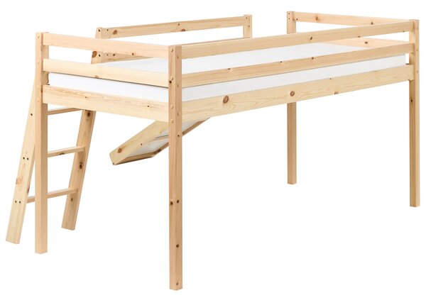 Zvýšené lůžko Borovicové dřevo STAPLE 90 x 200 cm se skluzavkou Světle hnědá