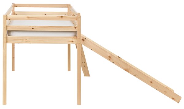 Zvýšené lůžko Borovicové dřevo STAPLE 90 x 200 cm se skluzavkou Světle hnědá