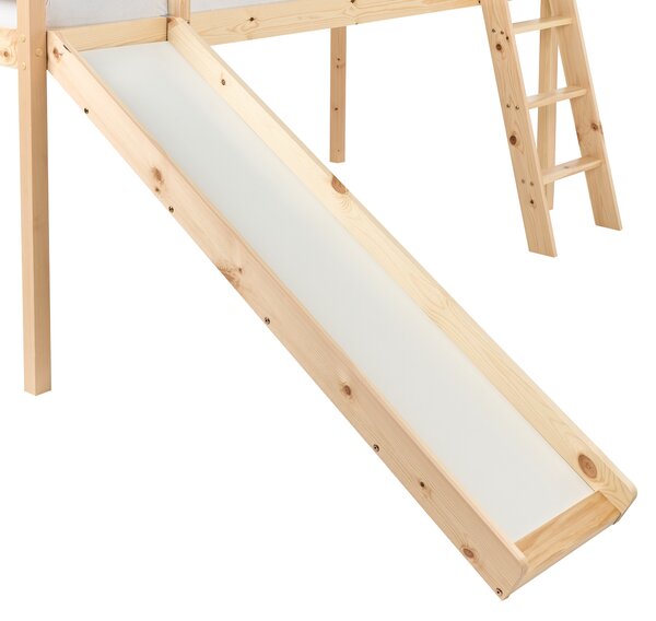 Zvýšené lůžko Borovicové dřevo STAPLE 90 x 200 cm se skluzavkou Světle hnědá