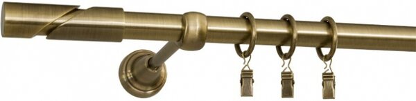 Kovové garnýže Fidelio Elegance 19mm, R., Délka 160 cm, Barva Starožitná mosaz, Provedení Jednoduché, Uchycení látky na tunýlek (bez kroužků)
