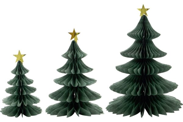 Vánoční papírová dekorace Tree Green – set 3 ks