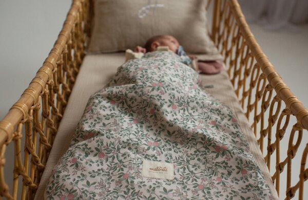 Malomi Kids Růžový bavlněný dětský spací pytel Blush Daisies 85 cm