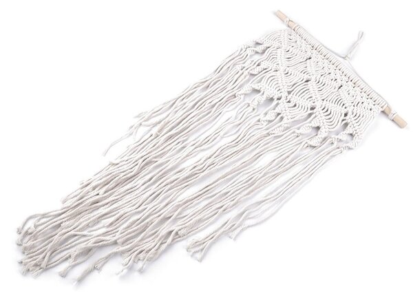 Drhaná dekorace macrame k zavěšení - 1 režná světlá