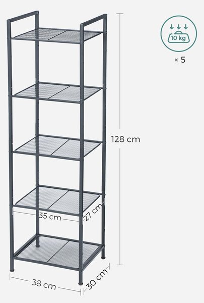SONGMICS Regál Debra 128 cm černý