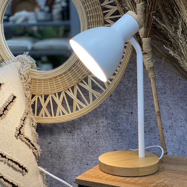 Stolní lampa CHANEL bílá/přírodní