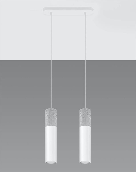 Závěsné svítidlo Borgio, 2x betonové/bílé kovové stínítko