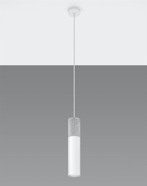 Závěsné svítidlo Borgio, 1x betonové/bílé kovové stínítko