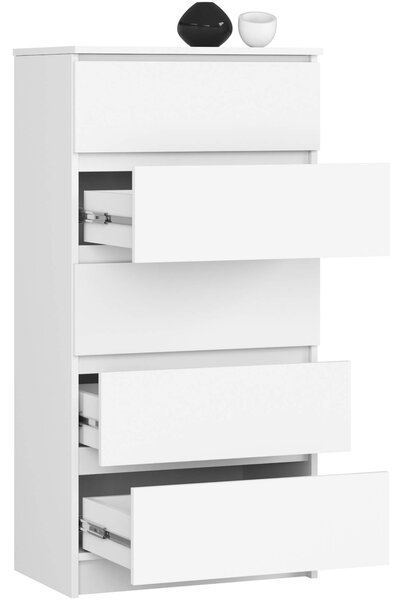 Ak furniture Komoda Kuba 60 cm - 5 šuplíků bílá