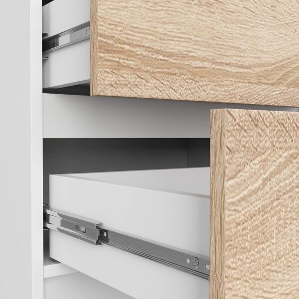 Ak furniture Komoda Kuba 60 cm - 5 šuplíků bílá/sonoma