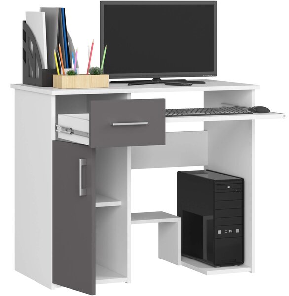 Ak furniture Volně stojící psací stůl JAY 90 cm bílý/šedý