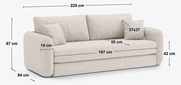 Světle modrá rozkládací pohovka 225 cm Dormi – Micadoni