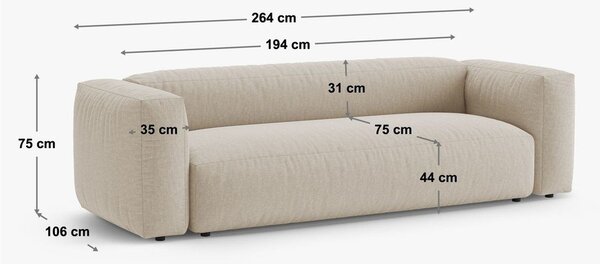 Šedá sametová rozkládací modulární pohovka 264 cm Martina – Micadoni