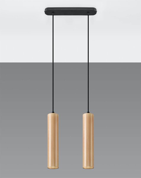 Závěsné svítidlo Lino 2, 2x dřevěné stínítko