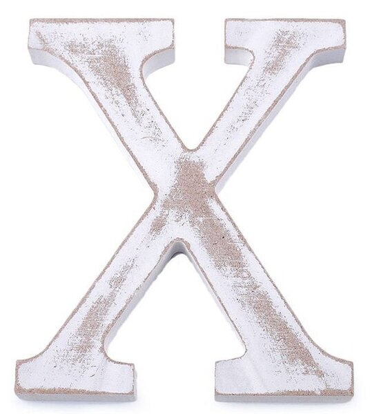 Dřevěná písmena abecedy vintage - 23 "X" bílá přírodní