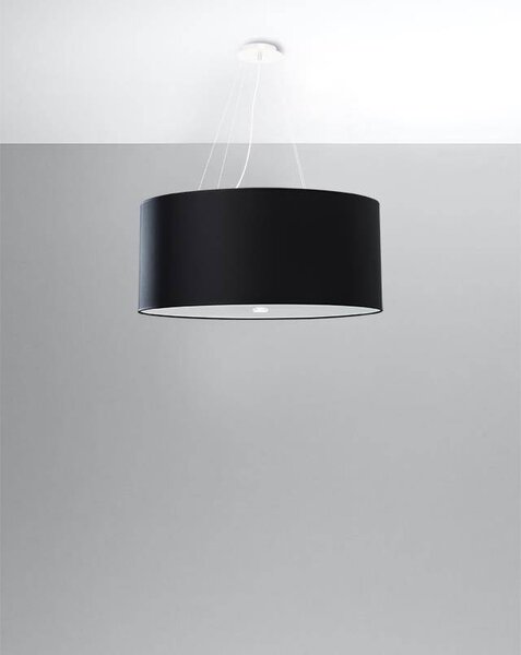 Závěsné svítidlo Otto, 1x černé textilní stínítko, (bílé sklo), (fi 60 cm)