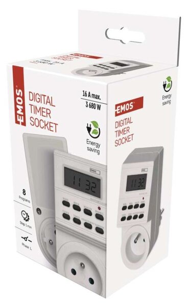 EMOS Časovač – digitální spínací zásuvka TS-EF1