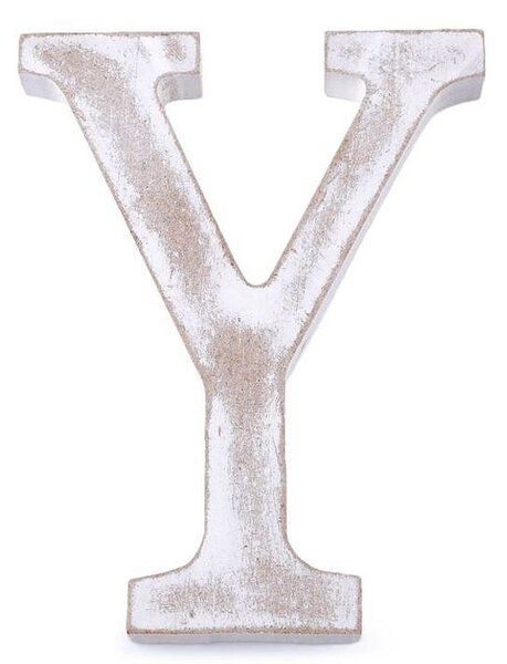 Dřevěná písmena abecedy vintage - 24 "Y" bílá přírodní