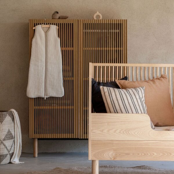 Béžový mušelínový dětský spací pytel Quax Natural 70 cm