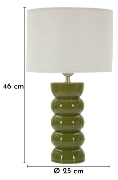 Bílá/zelená keramická stolní lampa s textilním stínidlem (výška 46 cm) Torr – Mauro Ferretti