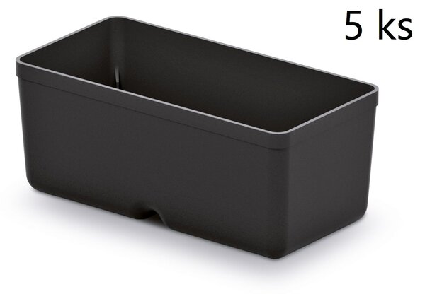 Prosperplast Sada úložných boxů 5 ks UNITEX 11 x 5,5 x 13,2 cm černá
