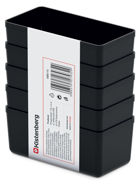 Prosperplast Sada úložných boxů 5 ks UNITEX 11 x 5,5 x 13,2 cm černá
