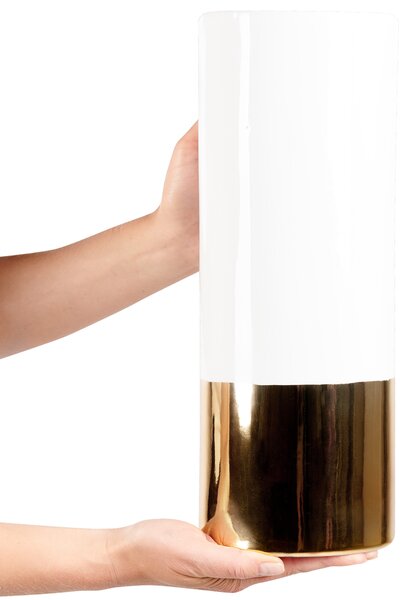 Váza na květiny GELIDA Kamenina 36 cm Bílá