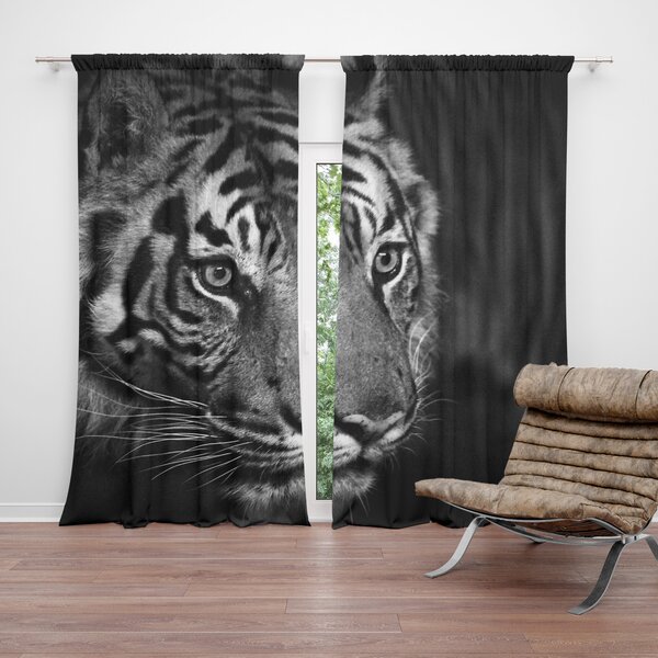Závěs SABLIO - Černobílý tygr 2ks 150x250cm