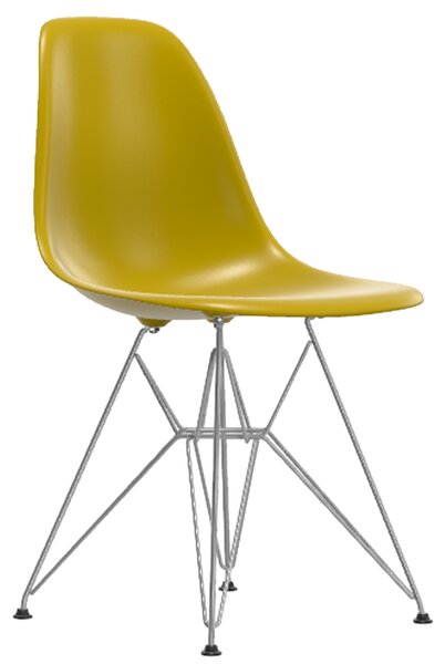 Vitra designové židle DSR - skořepina hořčicová, podnož chromová