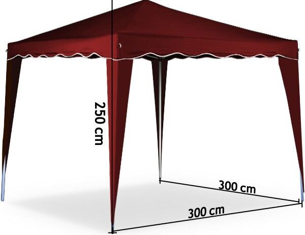 FurniGO Zahradní stan Capri 3x3 bordó