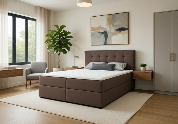 Manželská postel 160x200 s úložným prostorem STIG 2 - hnědá